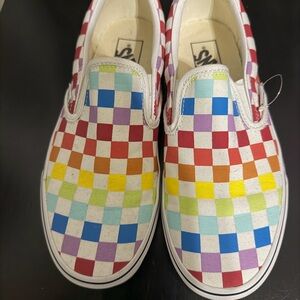 Vans' Rainbow Checkerboard Slip-On Sneakers